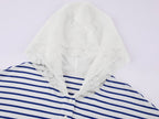 Faux-Layered Lace Patchwork Nautical T-shirt