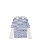 Faux-Layered Lace Patchwork Nautical T-shirt
