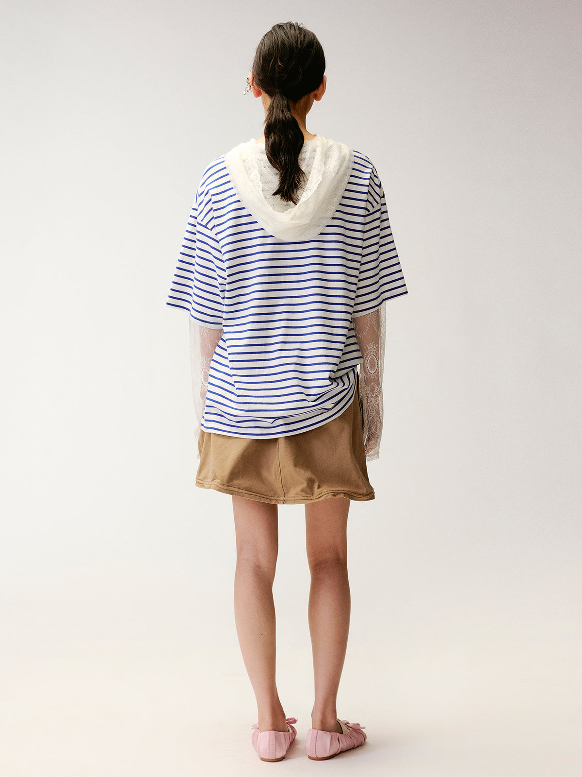 Faux-Layered Lace Patchwork Nautical T-shirt