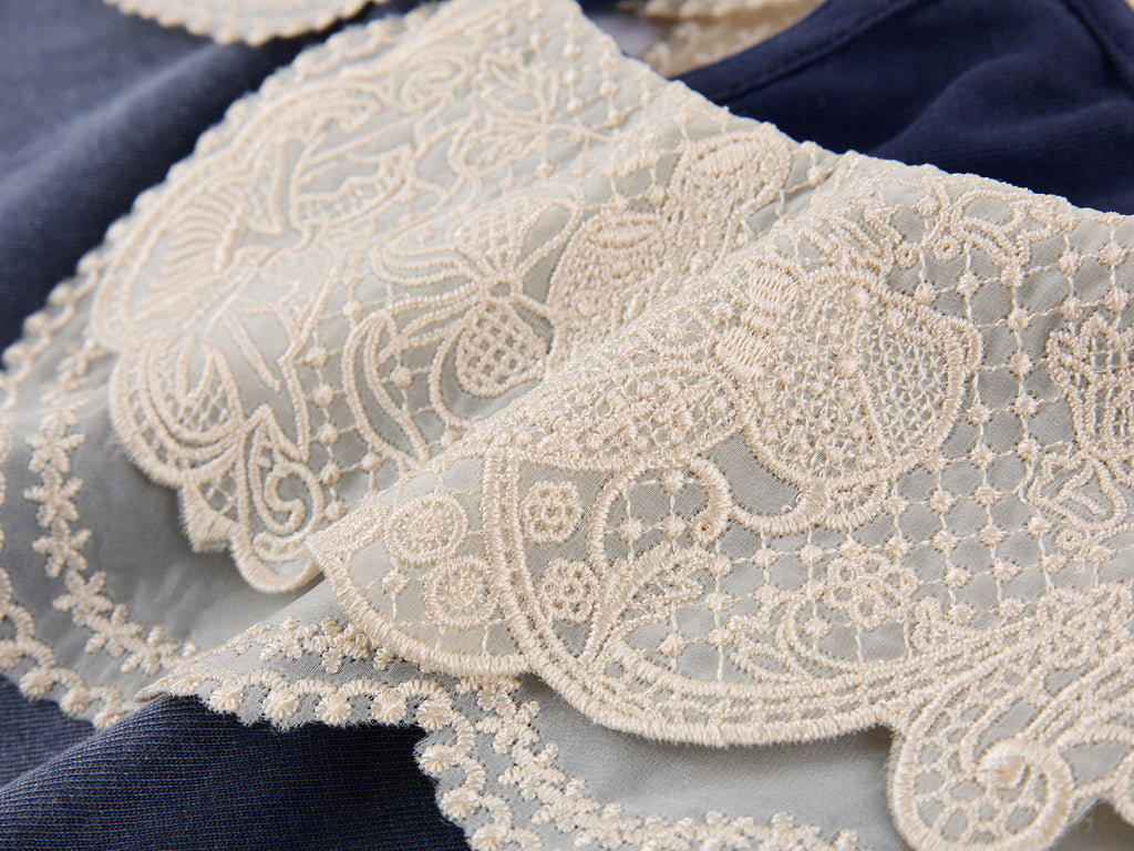 Lace Peter Pan Collar Washed T-shirt