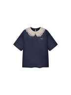 Lace Peter Pan Collar Washed T-shirt