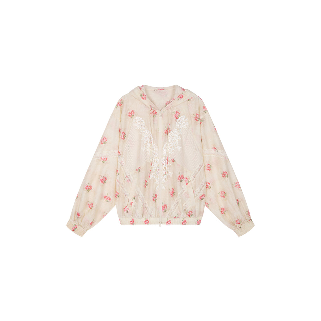 Lace Trim Floral Sporty Jacket