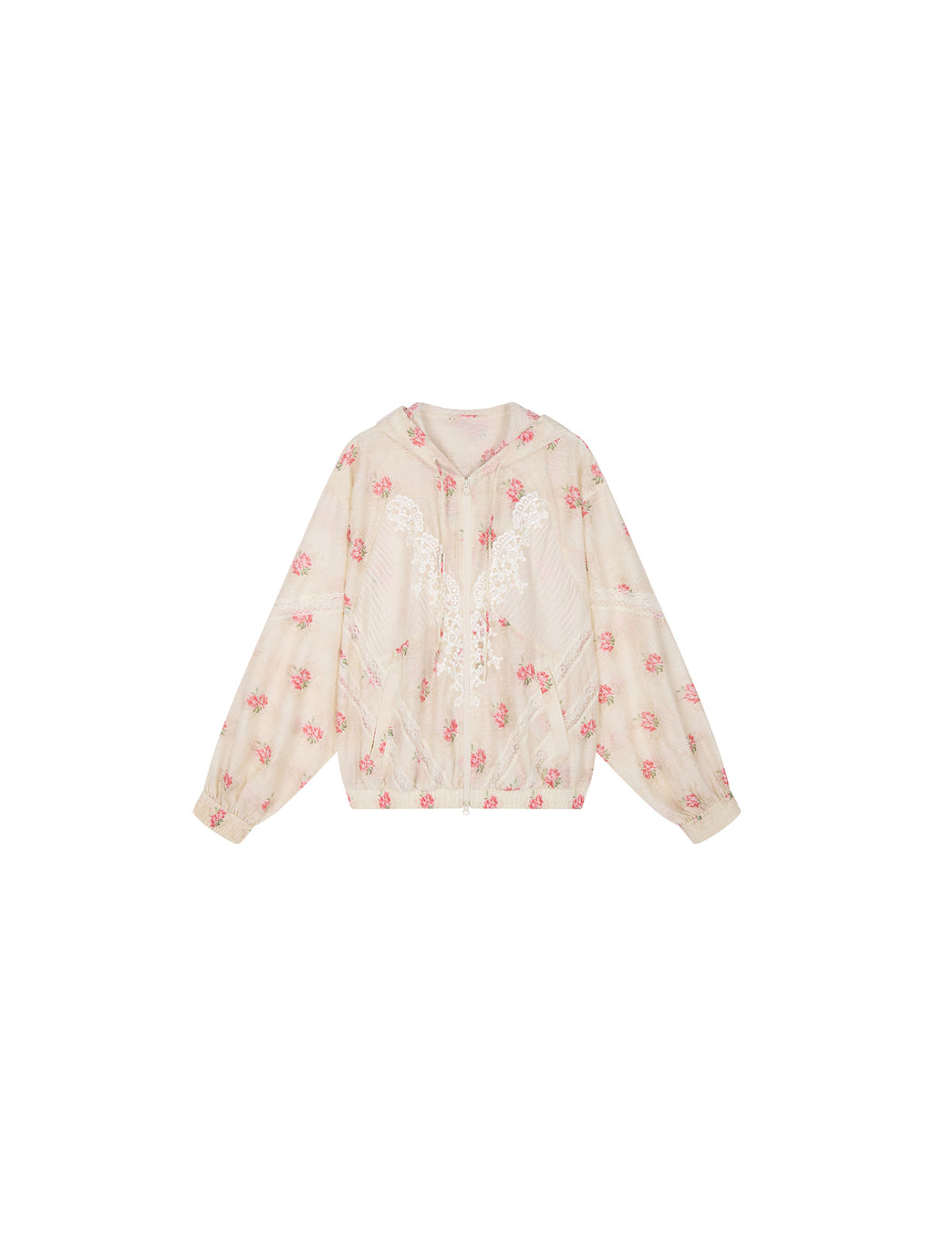 Lace Trim Floral Sporty Jacket