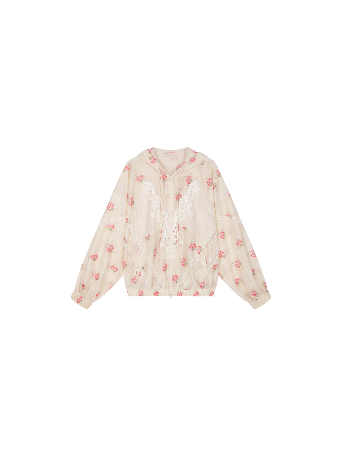 Lace Trim Floral Sporty Jacket