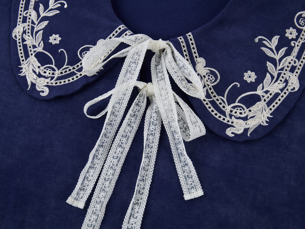 Lace Trim Peter Pan Collar Tee Dress