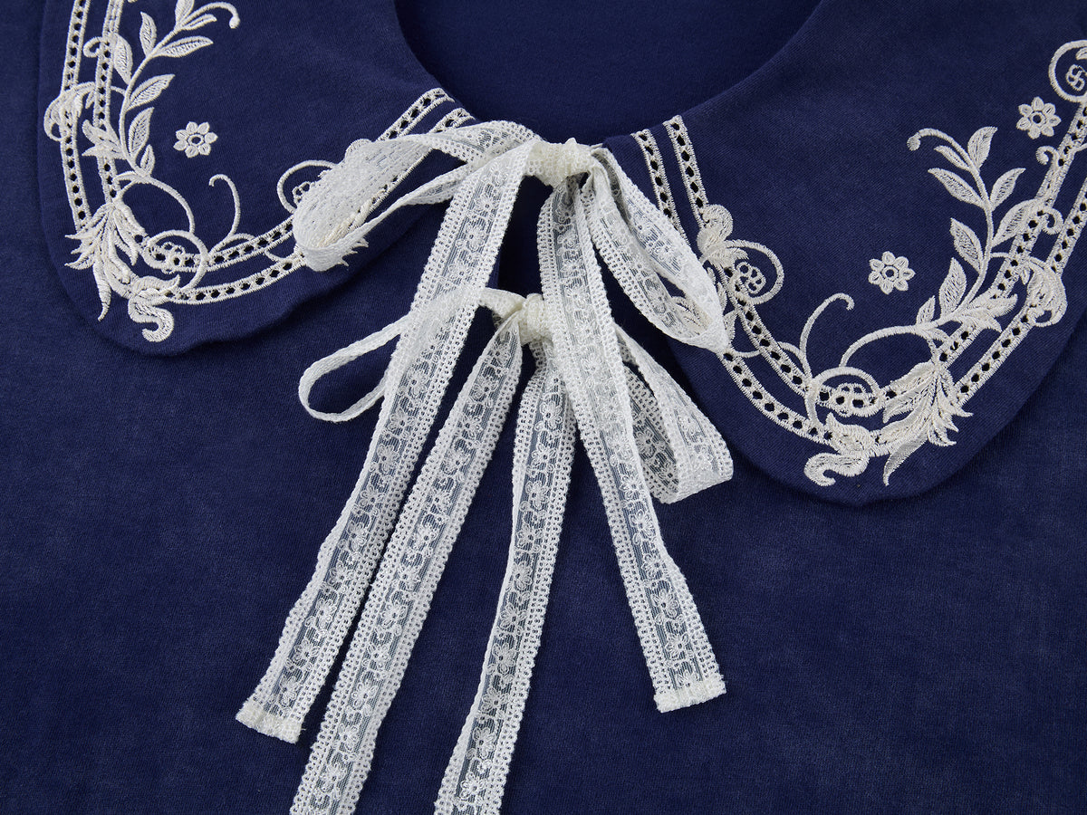 Lace Trim Peter Pan Collar Tee Dress