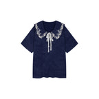 Lace Trim Peter Pan Collar Tee Dress