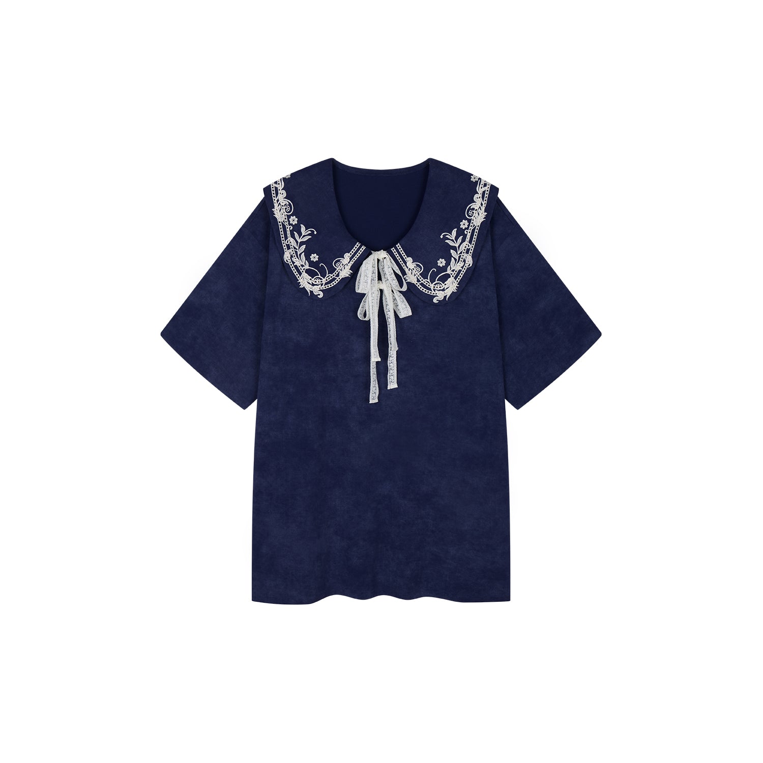 Lace Trim Peter Pan Collar Tee Dress