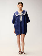 Lace Trim Peter Pan Collar Tee Dress
