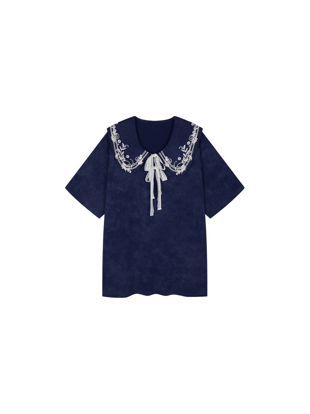 Lace Trim Peter Pan Collar Tee Dress