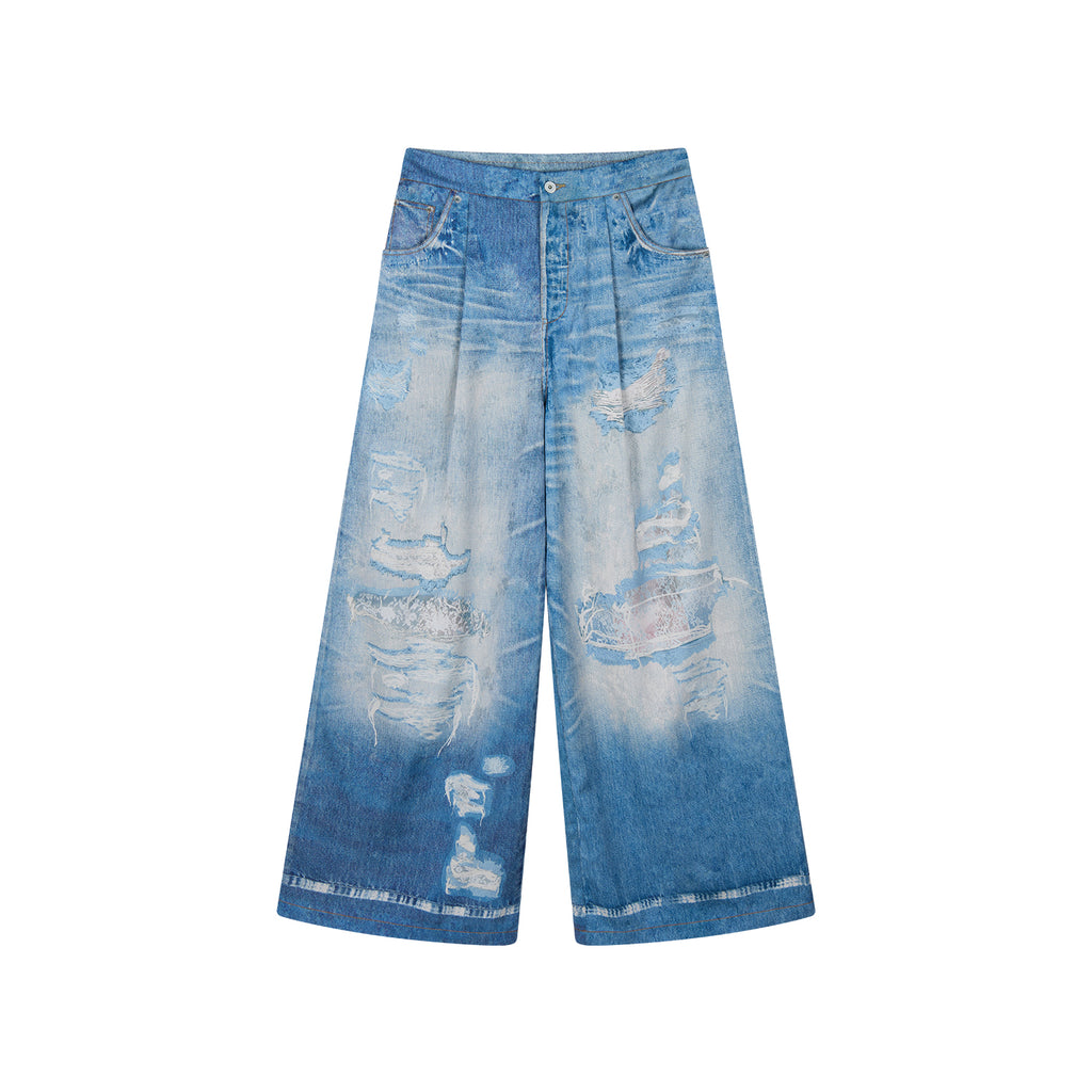 Graphic Illusion Printed Jeans
