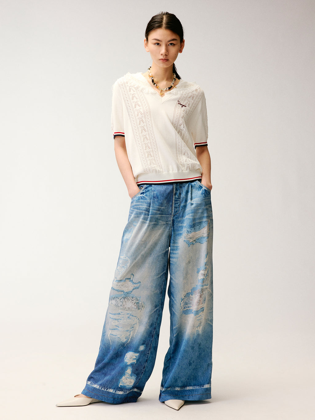 Graphic Illusion Printed Jeans