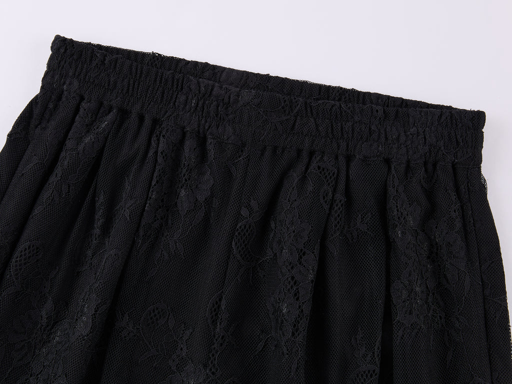 Lace Wide-Leg Lantern Pants