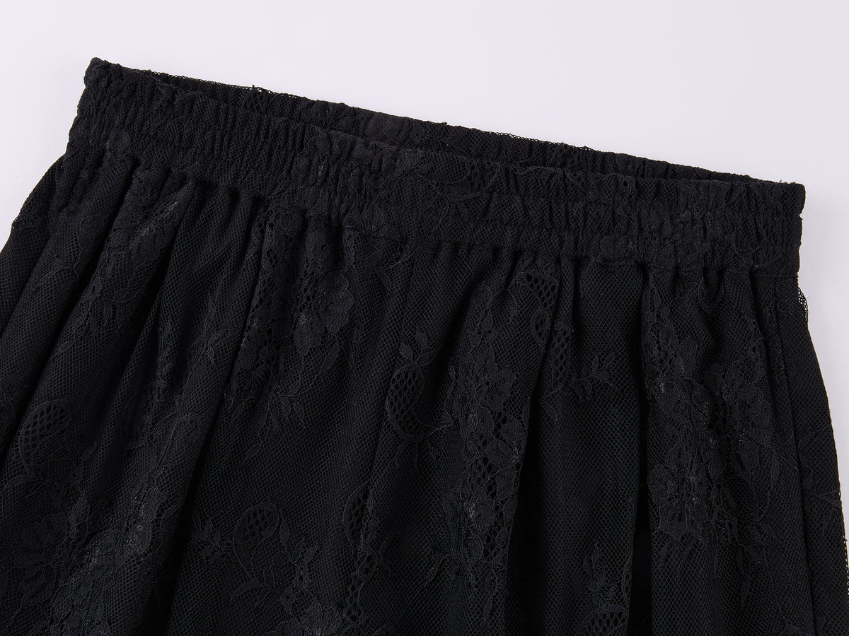 Lace Wide-Leg Lantern Pants