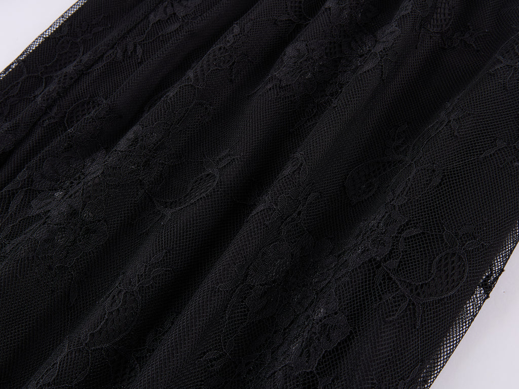 Lace Wide-Leg Lantern Pants