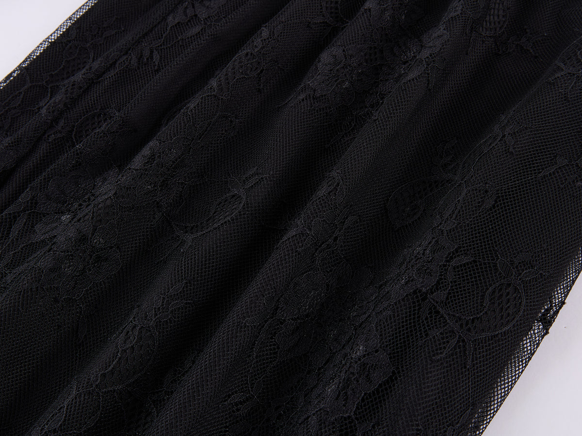 Lace Wide-Leg Lantern Pants