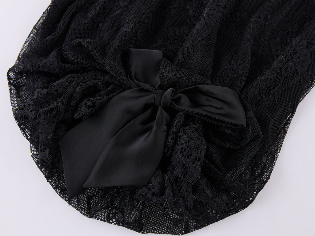 Lace Wide-Leg Lantern Pants