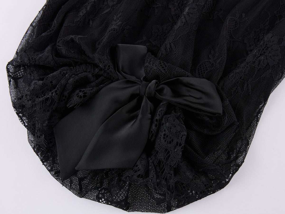 Lace Wide-Leg Lantern Pants