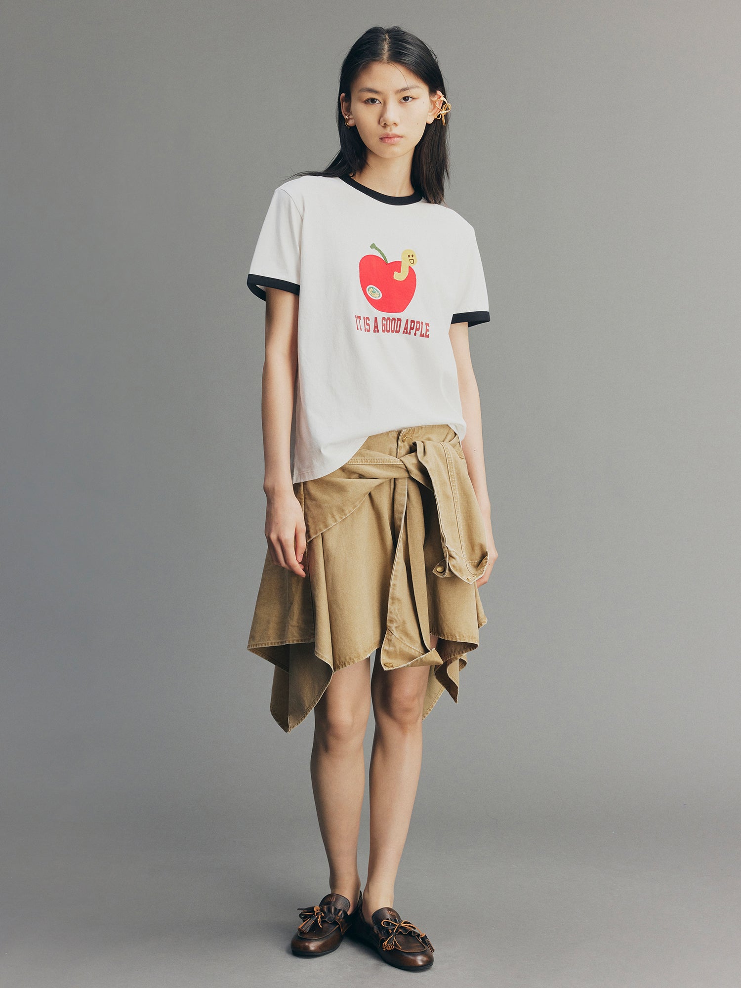 applefarmzzz専用ページ Apple-Worm Patchwork Ringer T-shirt
