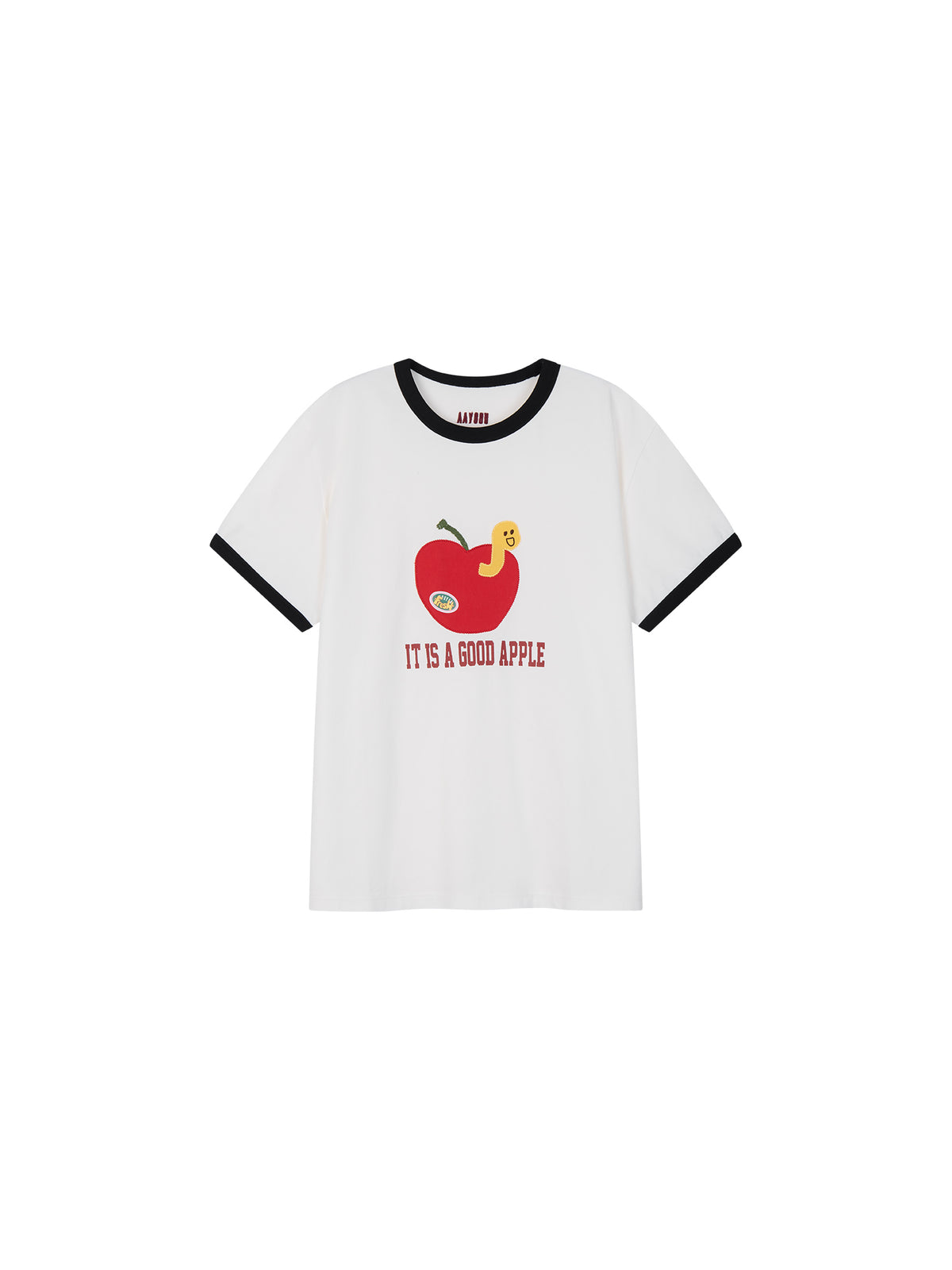 Apple-Worm Patchwork T-shirt