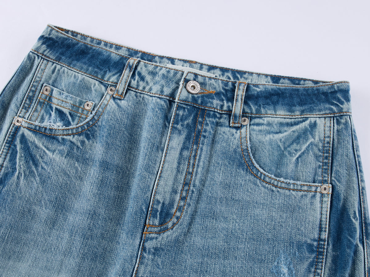 Vintage Wash Wide-Leg Jeans