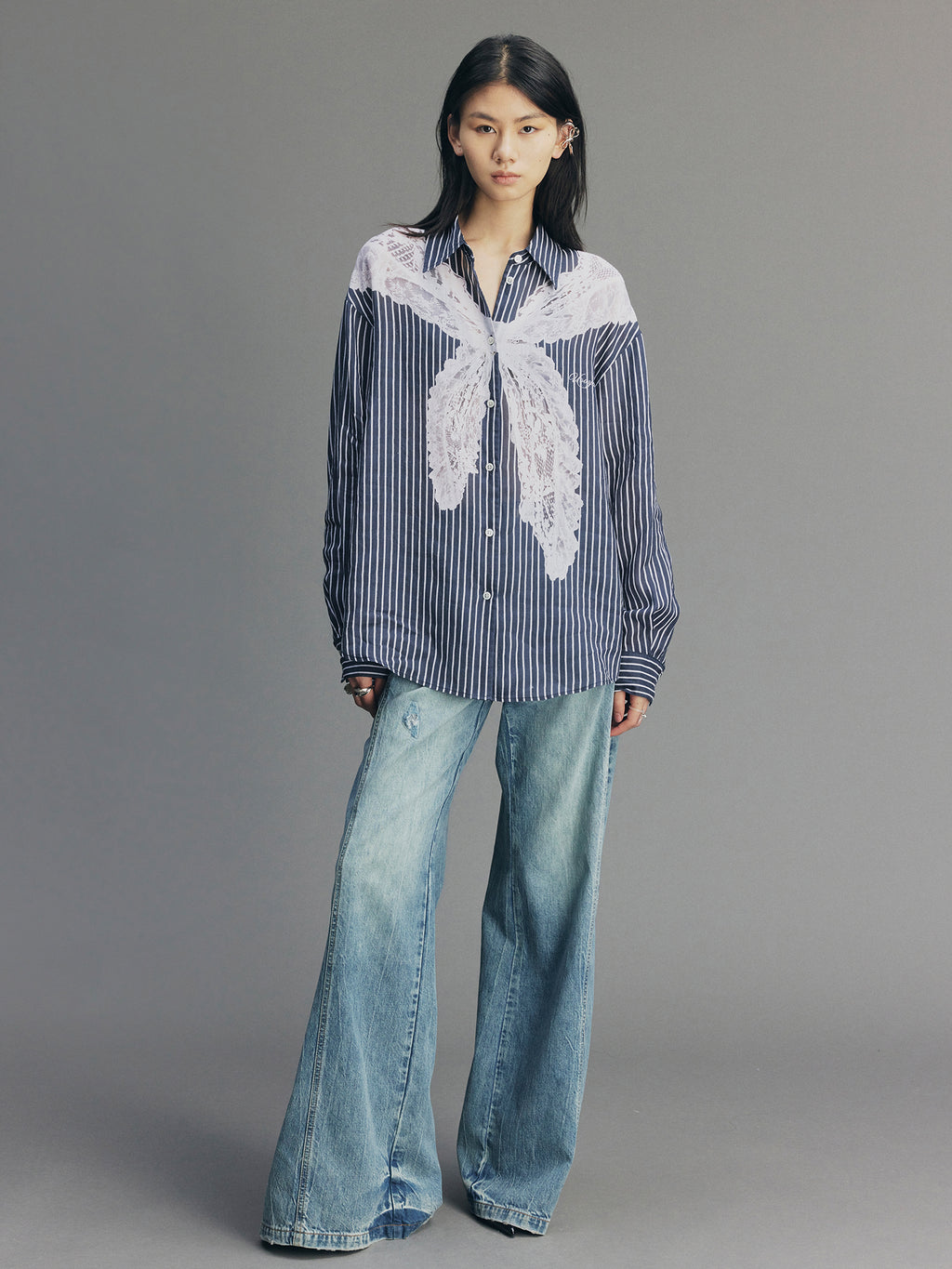 Vintage Wash Wide-Leg Jeans