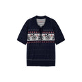 Vintage Floral Tie-Neck Polo Knit T-Shirt
