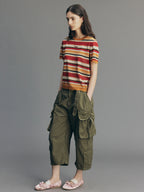 Glam Rock Vintage Stripe Knit T-Shirt