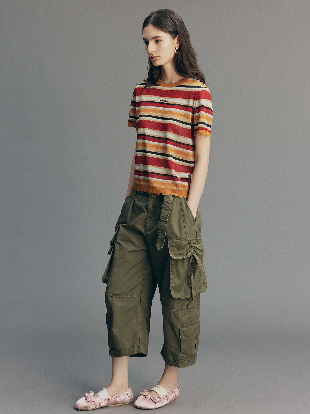 Glam Rock Vintage Stripe Knit T-Shirt
