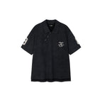Asymmetric-Placket Collegiate T-shirt