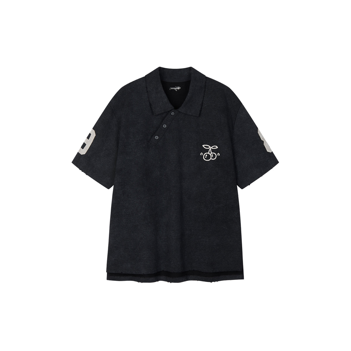 Asymmetric-Placket Collegiate T-shirt