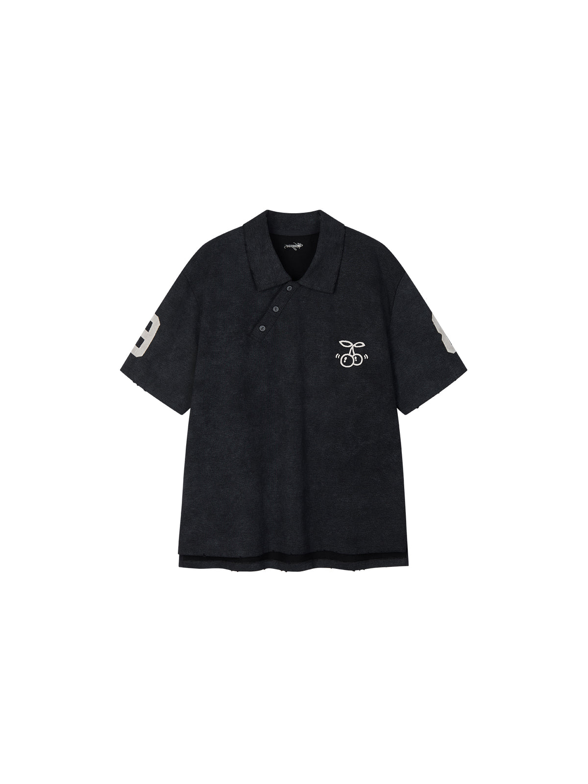 Asymmetric-Placket Collegiate T-shirt
