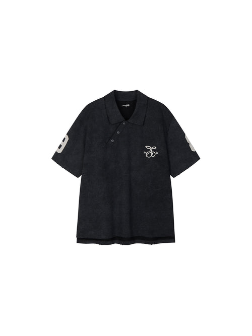 Asymmetric-Placket Collegiate T-shirt