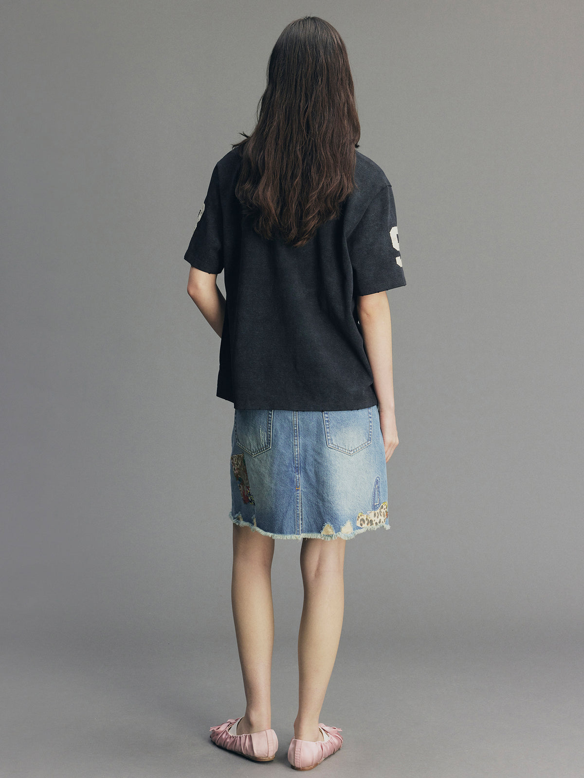 Asymmetric-Placket Collegiate T-shirt