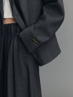 Asymmetric Pleat Rhinestone Blazer