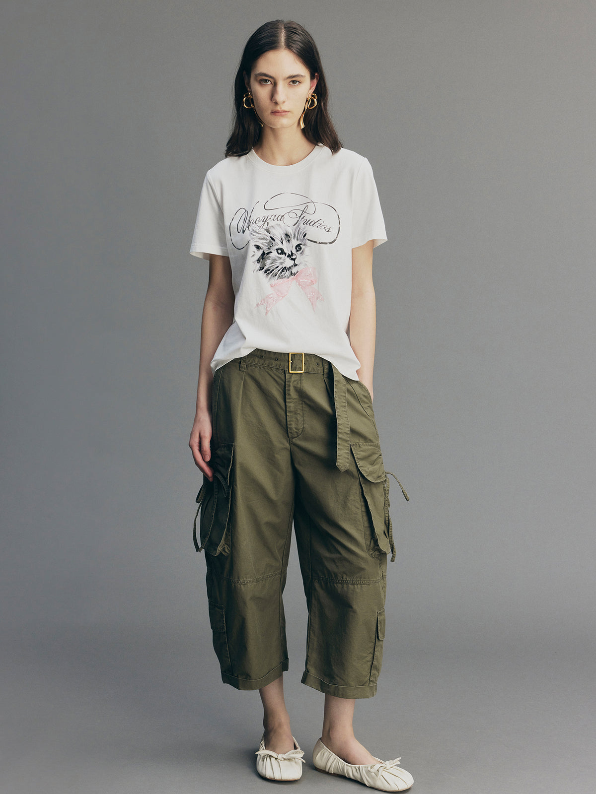 Bow-Detail Drawstring Cargo Pants