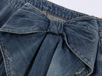 Vintage 3D-Bow Denim Mini Skirt