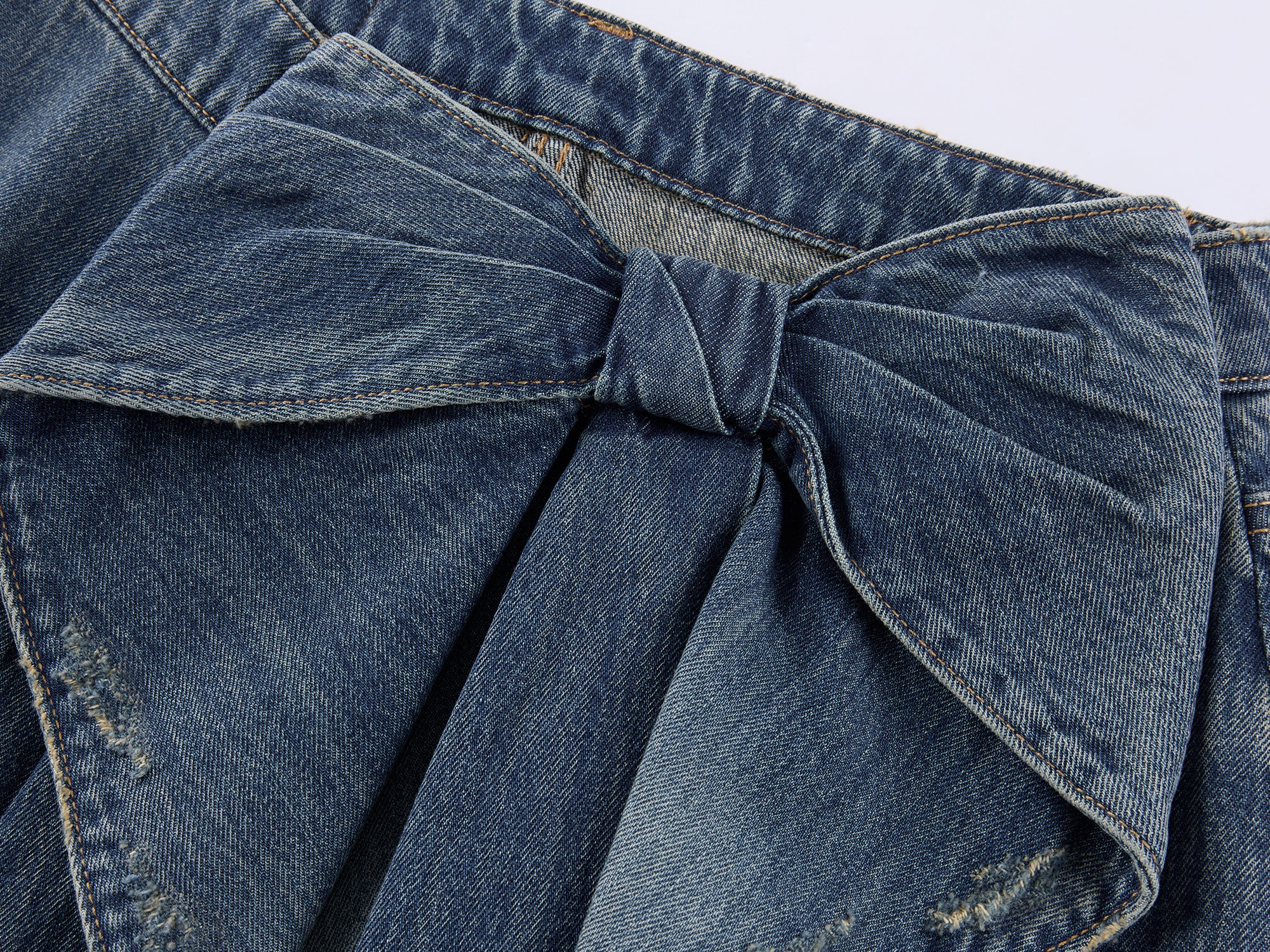 Vintage 3D-Bow Denim Mini Skirt