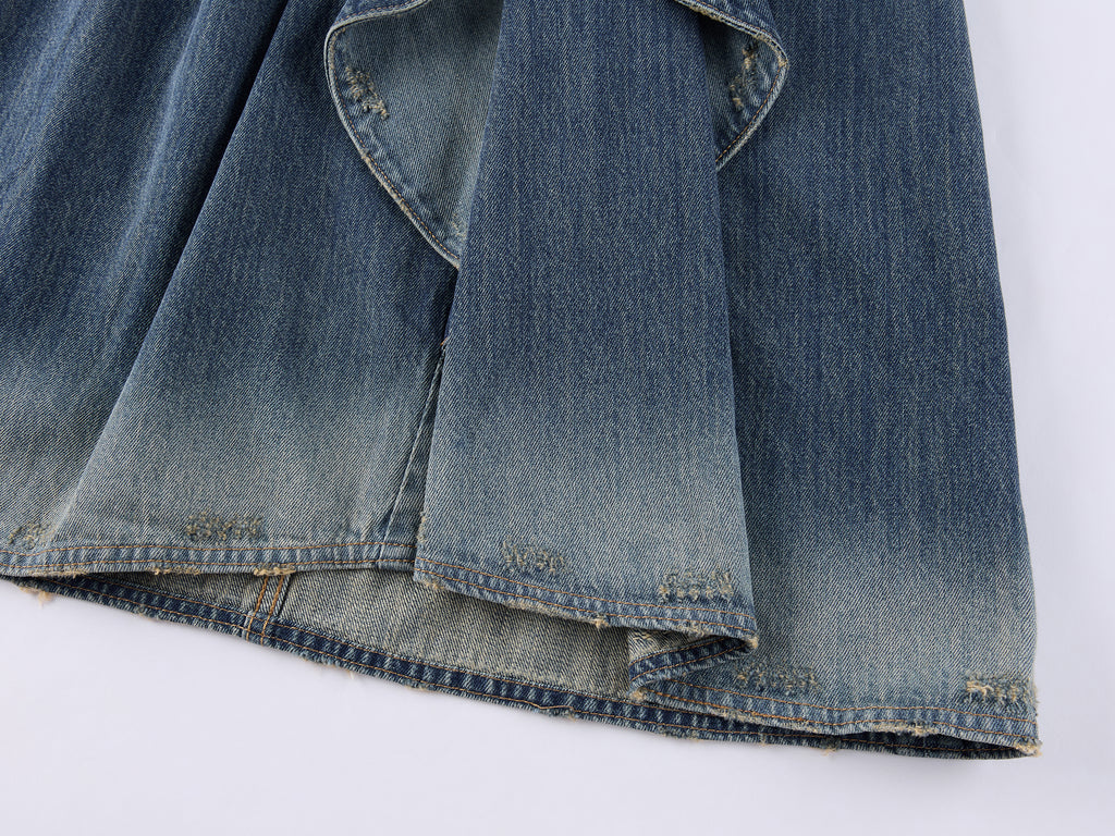 Vintage 3D-Bow Denim Mini Skirt
