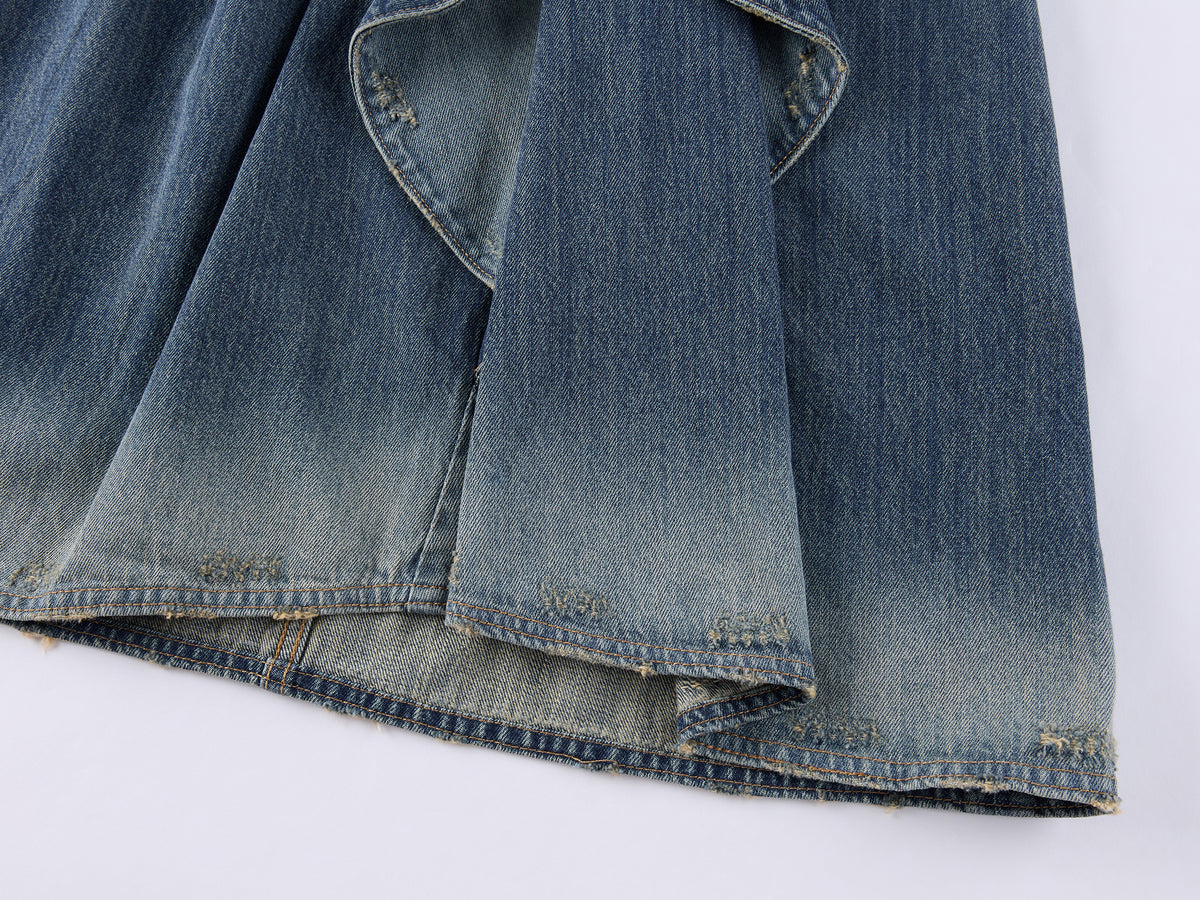 Vintage 3D-Bow Denim Mini Skirt