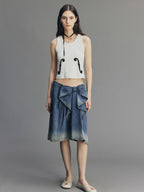 Vintage 3D-Bow Denim Mini Skirt