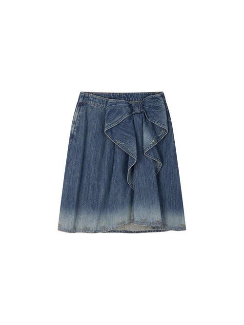 Vintage 3D-Bow Denim Mini Skirt