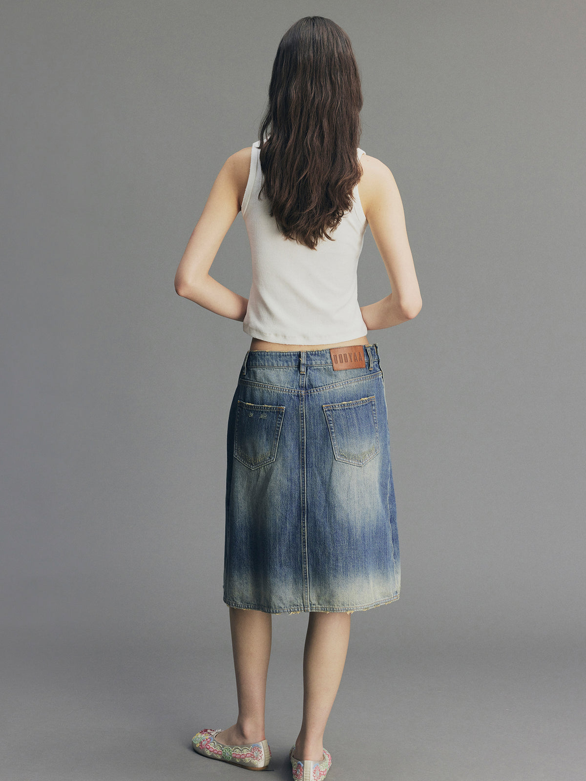 Vintage 3D-Bow Denim Mini Skirt