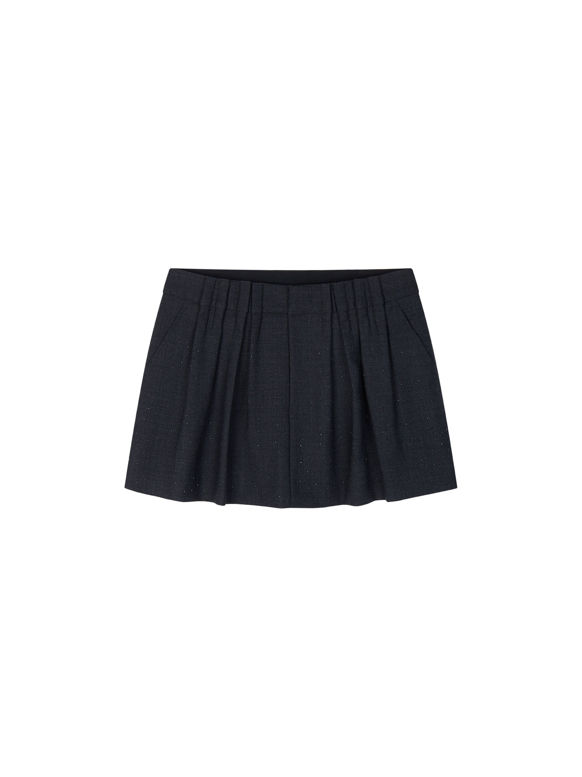 Asymmetric Pleat Rhinestone Pencil Skirt