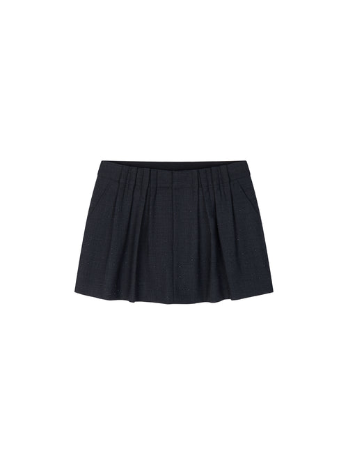 Asymmetric Pleat Rhinestone Pencil Skirt