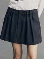 Asymmetric Pleat Rhinestone Pencil Skirt