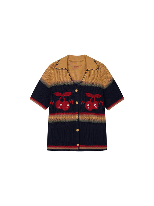 Vintage Hand-Knit Cherry Cardigan