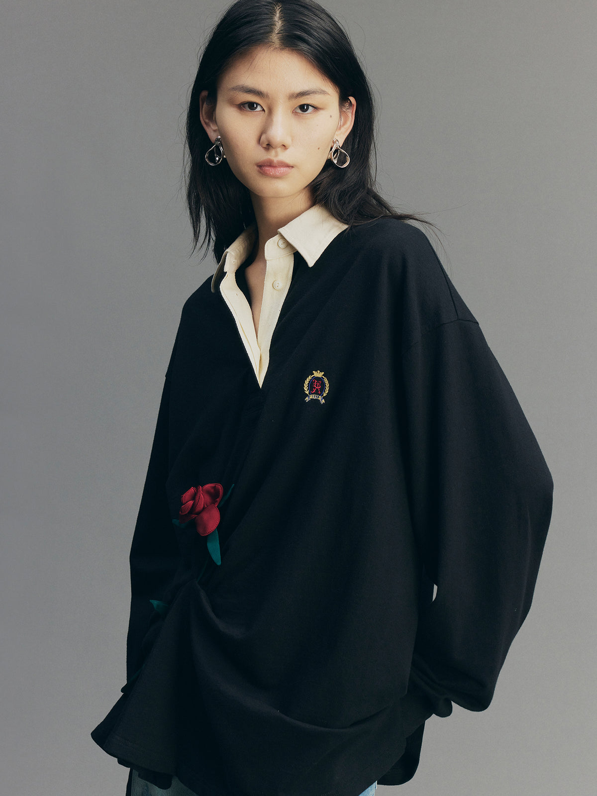 Hand-Shaped Rose Polo T-Shirt