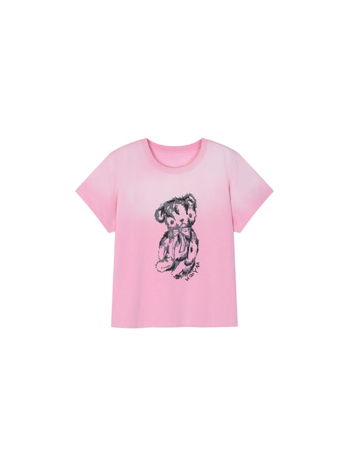 Bear-Print Embroidery T-shirt