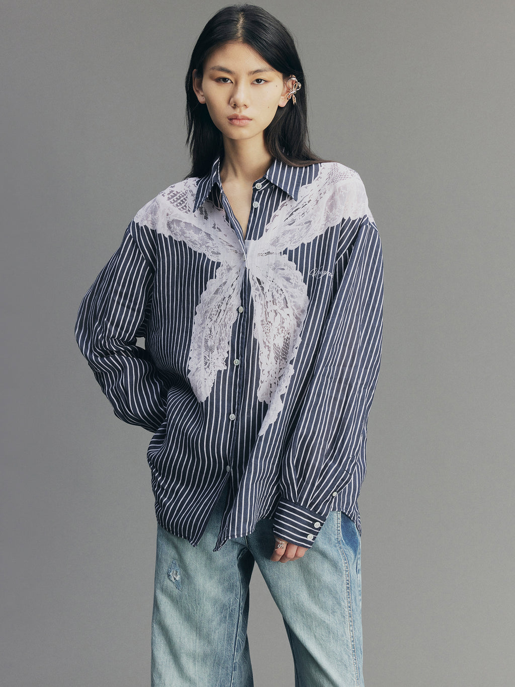 Striped Sailor Collar Shirt